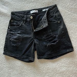 Guess Black distressed boy fit denim jean shorts